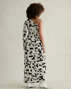 Coco Silk Jersey Dress In Dvf 50Th Crossword Ivory