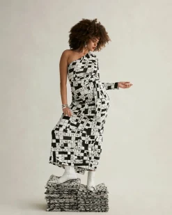 Coco Silk Jersey Dress In Dvf 50Th Crossword Ivory