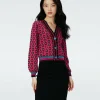 Dvf Bryant Cardigan In Flwer Tie Poison Pink