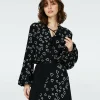 Dvf Ginny Two Blouse In Small Hearts/Blk