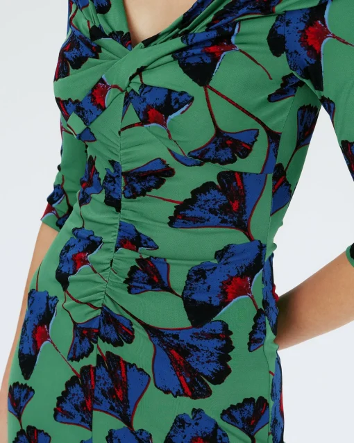 Dvf Jim Dress In Falling Gingko Venus Gn Med
