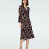 Dvf New Shauna Dress In Oracle Rose Sm Blk Coffee