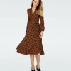 Dvf Phoenix Reversible Dress In Oracle R/Tarot Maze Blk Coffee