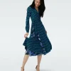 Dvf Phoenix Reversible Dress In Dragon Dance/3D Cube Emerald