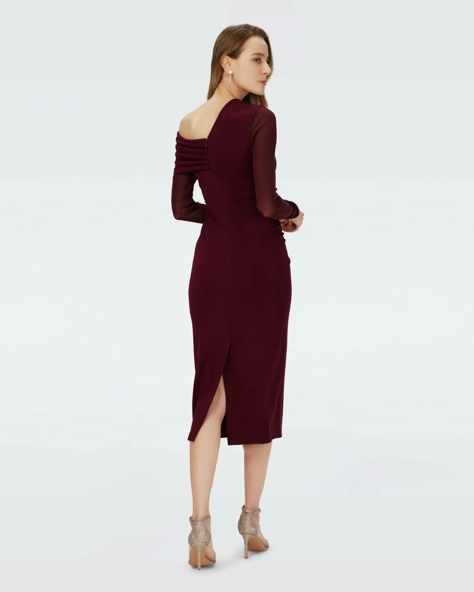Dvf Rich Dress In Wine Pink