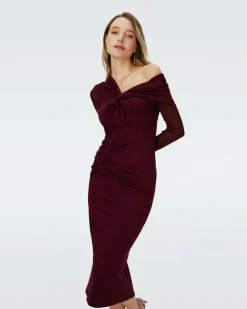 Dvf Rich Dress In Wine Pink