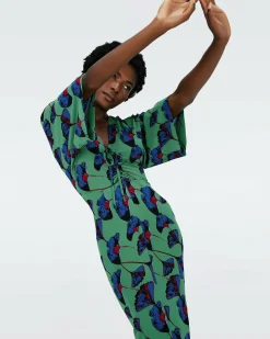 Dvf Valerie Dress In Falling Gingko Venus Gn Lg