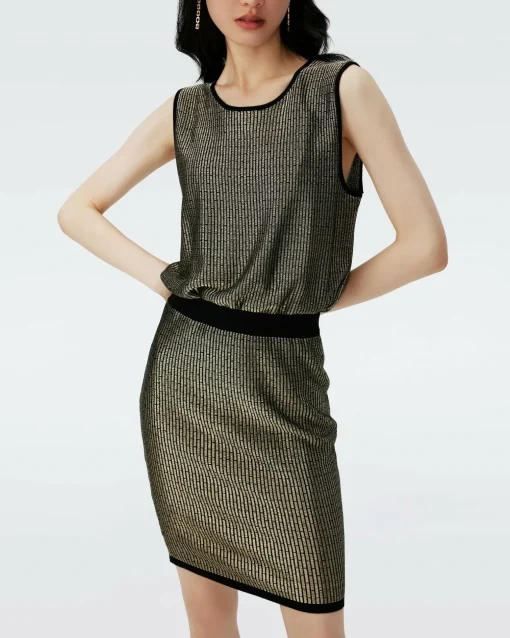 Richie Metallic Knit Jacquard Dress